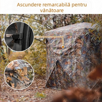 Tentă de observare a păsărilor, vedere panoramică de 270°, camuflaj, patru anotimpuri, impermeabilă 2000–3000 mm, țevi din fibră de sticlă, cu un singur strat