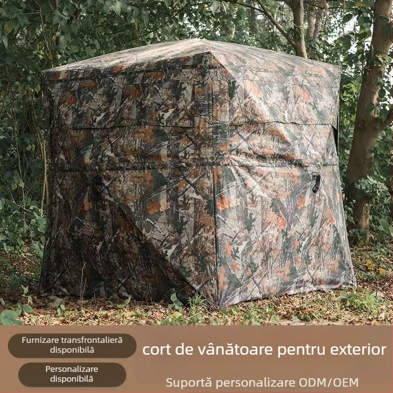 Tentă de observare a păsărilor, vedere panoramică de 270°, camuflaj, patru anotimpuri, impermeabilă 2000–3000 mm, țevi din fibră de sticlă, cu un singur strat