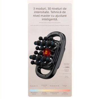 Masaj fascial cu 22 capete, motor cu peri, display LCD, 5+ viteze, baterie încorporată