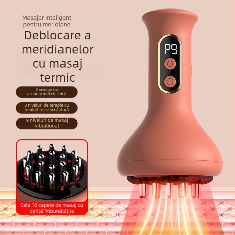 Dispozitiv electric de masaj cu scraping și ventuze pentru întreg corpul, perie meridiană, terapie prin căldură, încărcare wireless, personalizabil — Brand YIPTAU Industry Head