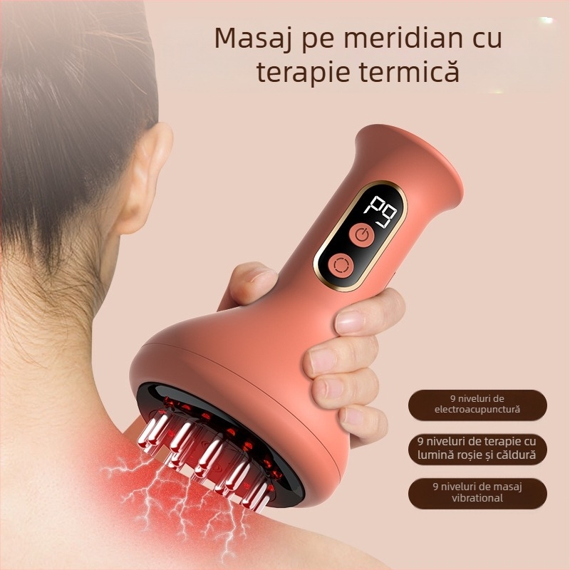 Dispozitiv electric de masaj cu scraping și ventuze pentru întreg corpul, perie meridiană, terapie prin căldură, încărcare wireless, personalizabil — Brand YIPTAU Industry Head
