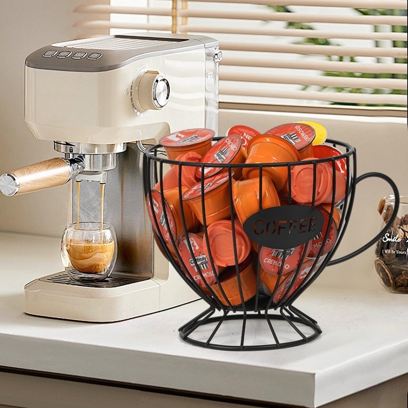 Coș de depozitare capsule cafe din sârmă – organizator de birou minimalist, geometric, pentru gustări și bijuterii (lansare primăvara 2021, neimportat)