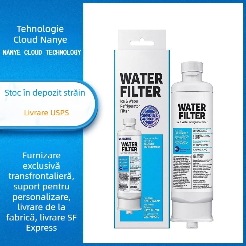 Filtru pentru frigider – carbon activ, filtrare nivel 5, 300 L/zi, înlocuibil, Compatibil cu Da97-17376B Haf-Qin/Exp