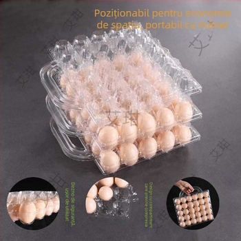 Cutie din plastic pentru ouă, de unică folosință, cu ambalaj transparent blister