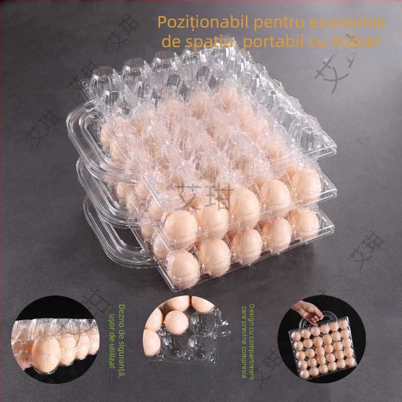 Cutie din plastic pentru ouă, de unică folosință, cu ambalaj transparent blister