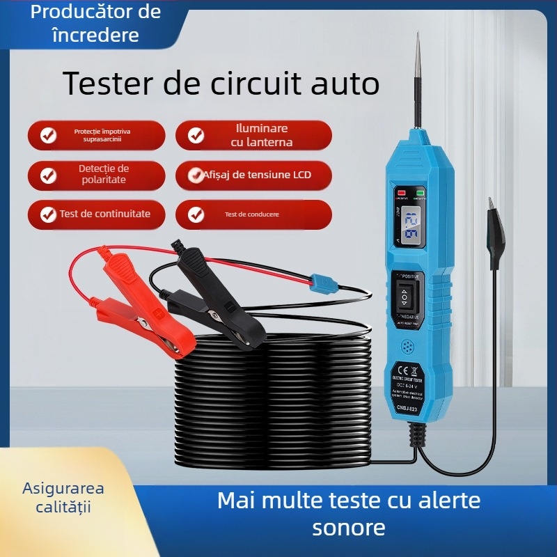 Detector auto de defecțiuni și tester de circuite electrice cu afișaj digital, DC12V, -20°C până la 50°C, CNBJ-823