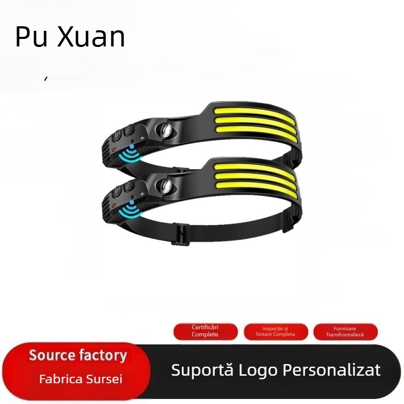 Frontala din siliconă cu far de lucru reîncărcabil, sursă duală de lumină (LED + bec), rază 100–200 m