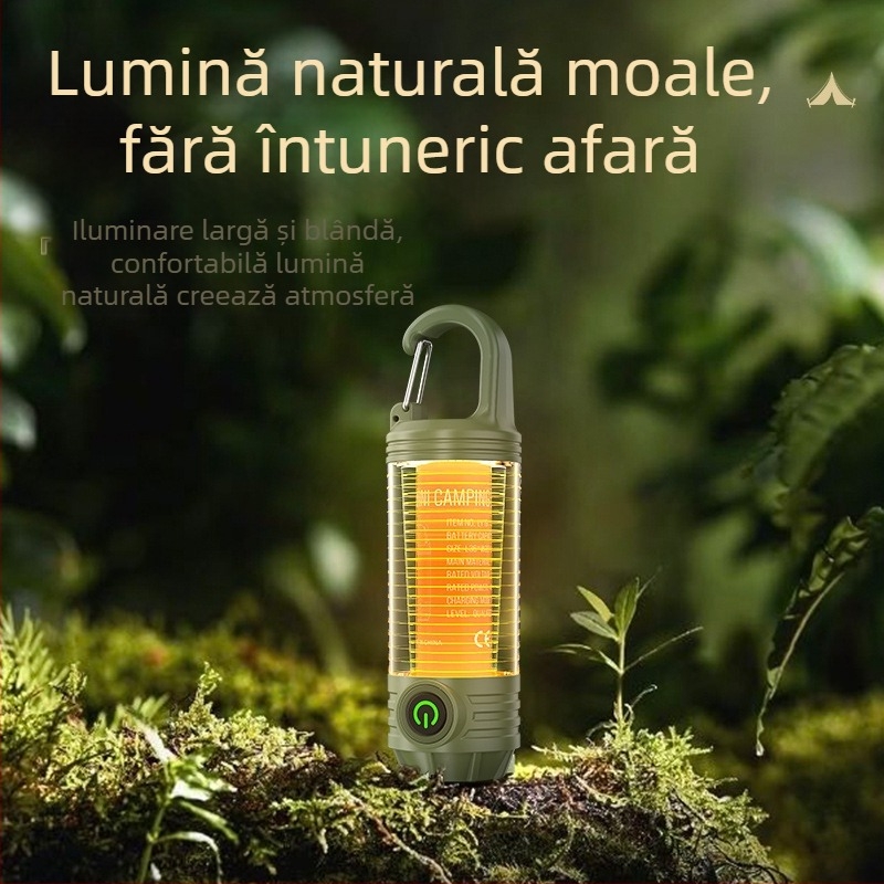 Lumină de camping cu încărcare USB și cârlig pentru chei, YINGJU LY19, 3.7V, carcasă ABS