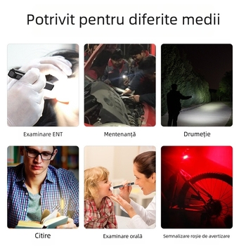 Lanternă LED mini cu trei LED-uri, magnetică, încărcare USB, 3W, 400mAh, lampă de lucru multifuncțională