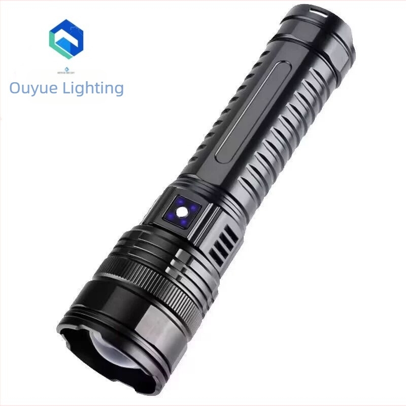 Lanternă din aliaj de aluminiu cu sursă laser, zoom telescopic, baterie 8000mAh, putere 10W, încărcare Type-C