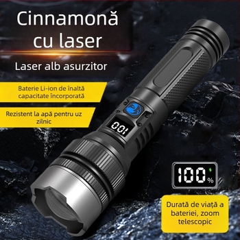 Lanternă LED cu alimentare manuală și zoom optic, 10W, 1800mAh, rază 500 m