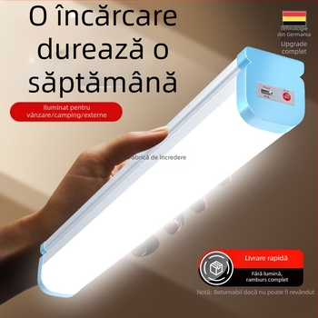 Lampa LED reîncărcabilă pentru camping, cu bază magnetică, reglabilă, întrerupător cu buton