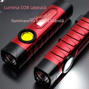 Lanterna LED USB reîncărcabilă cu bec + COB, 10W, 2400mAh, rază 100-200 m, compactă, portabilă, multifuncțională