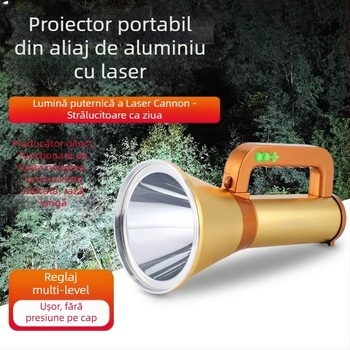 Proiector LED din aliaj de aluminiu cu încărcător, lampă de urgență pentru exterior, 5200 mAh, 300 lm, rază până la 500 m
