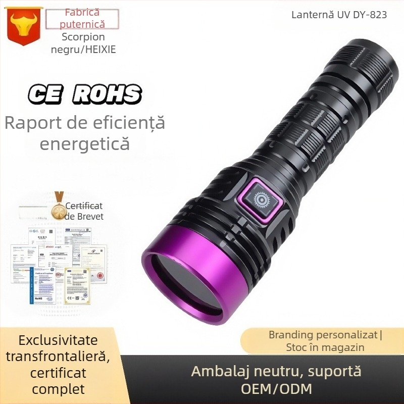 Lumină UV LED 365nm, Putere 30, Baterie Li-ion 1200mAh, Reîncărcabilă, Rază până la 50m