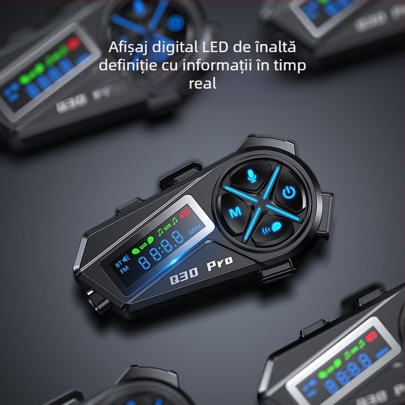 Cască Bluetooth pentru motocicletă, cu difuzor încorporat, potrivită pentru cască half-face și full-face, autonomie baterie 22 h, rază 10 m, Bluetooth 5.4, sunet stereo