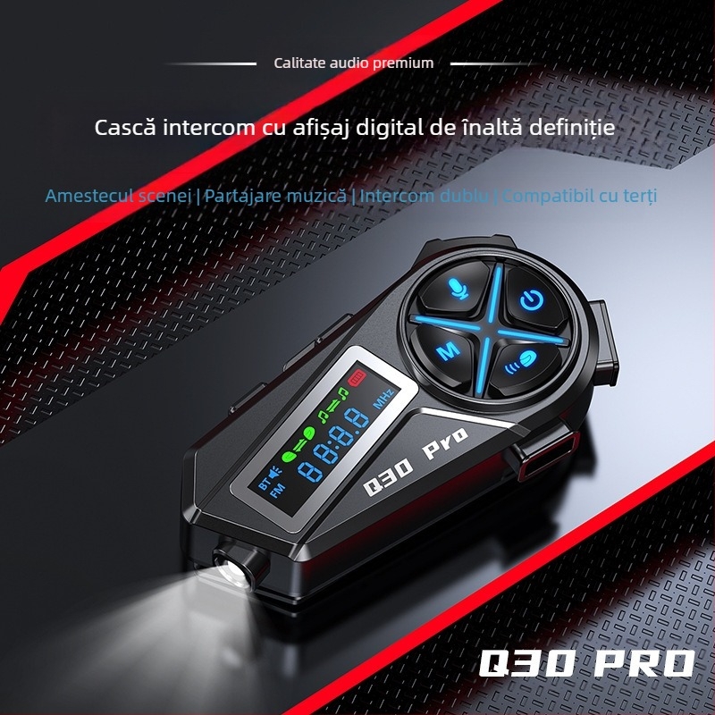 Cască Bluetooth pentru motocicletă, cu difuzor încorporat, potrivită pentru cască half-face și full-face, autonomie baterie 22 h, rază 10 m, Bluetooth 5.4, sunet stereo