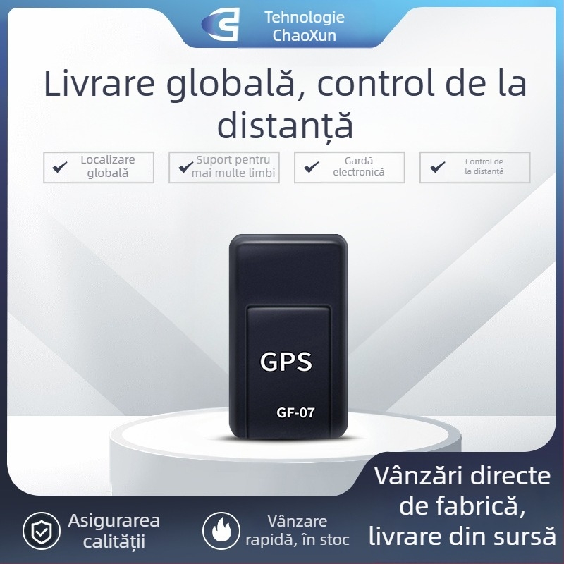 GF07 Localizator GPS pentru autovehicul, montaj fără instalare, antenă încorporată, precizie poziţionare 50 m, autonomie baterie 100 h, alimentare USB