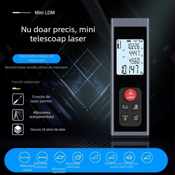 Mini dispozitiv de măsurare cu laser și riglă digitală, reîncărcabil, măsurare infraroșu, precizie înaltă.