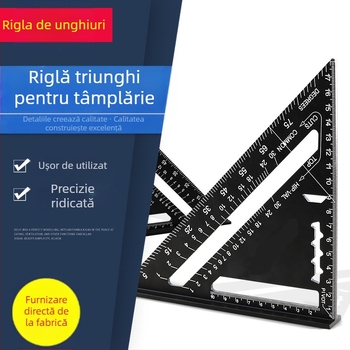 Riglă unghiulară din aluminiu, model 7/12, precizie 0,01, diviziuni 90/45°