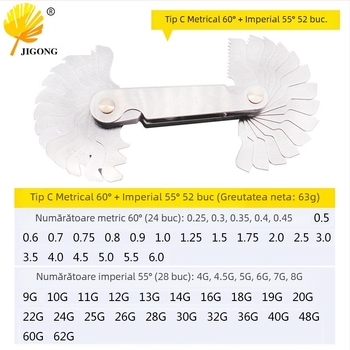 Journalists Set de patru piese pentru ghidaj cu filet și ghidaj central, 55°–60°, integrat metric-imperial