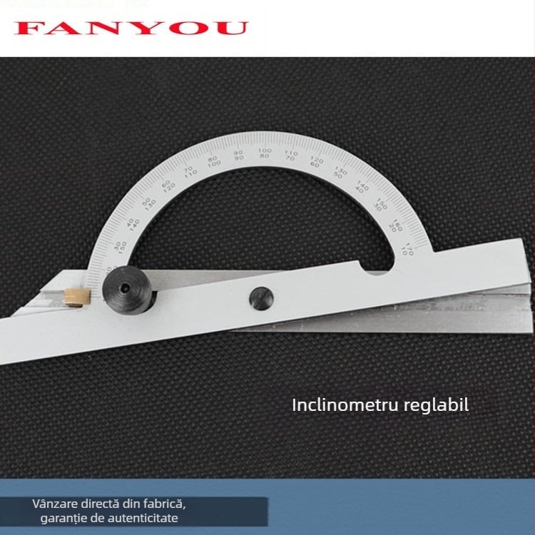 Goniometru reglabil, de calitate industrială, cu intervalul 0–170°, din oțel carbon