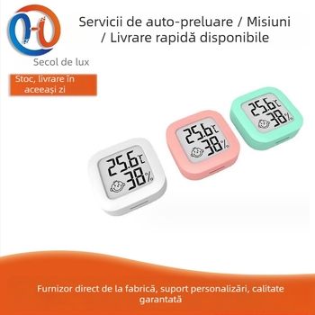 Termostat pentru habitat de reptile și termometru mini cu zâmbet, pentru acvariu cu pești și acvariu de țestoase, model 0726, temperatură interioară și umiditate, baterie CR2032