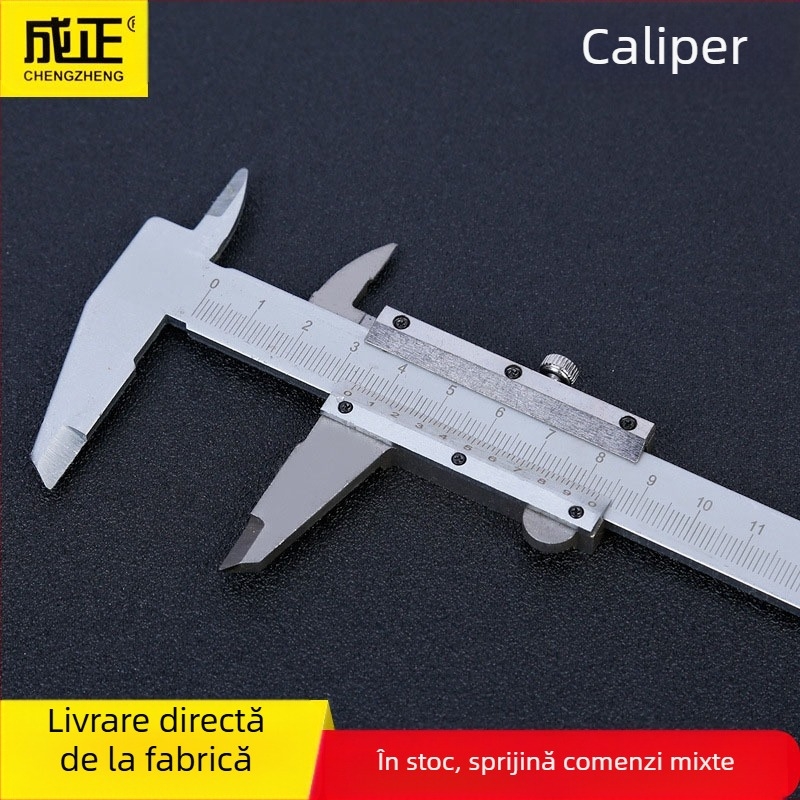 Șubler Vernier, oțel carbon și oțel inoxidabil, 150/200/300 mm, măsurare diametrului exterior, diametrului interior, adâncime și pas