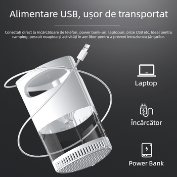 Lampă pentru uciderea țânțarilor, alimentată prin USB, silențioasă, cu metodă de inhalare, potrivită pentru camere de până la 10 m², aromaterapie și repelent pentru țânțari