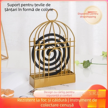 Cuib de pasăre din fier forjat pentru bețișe împotriva țânțarilor, design triunghiular, suport suspendabil