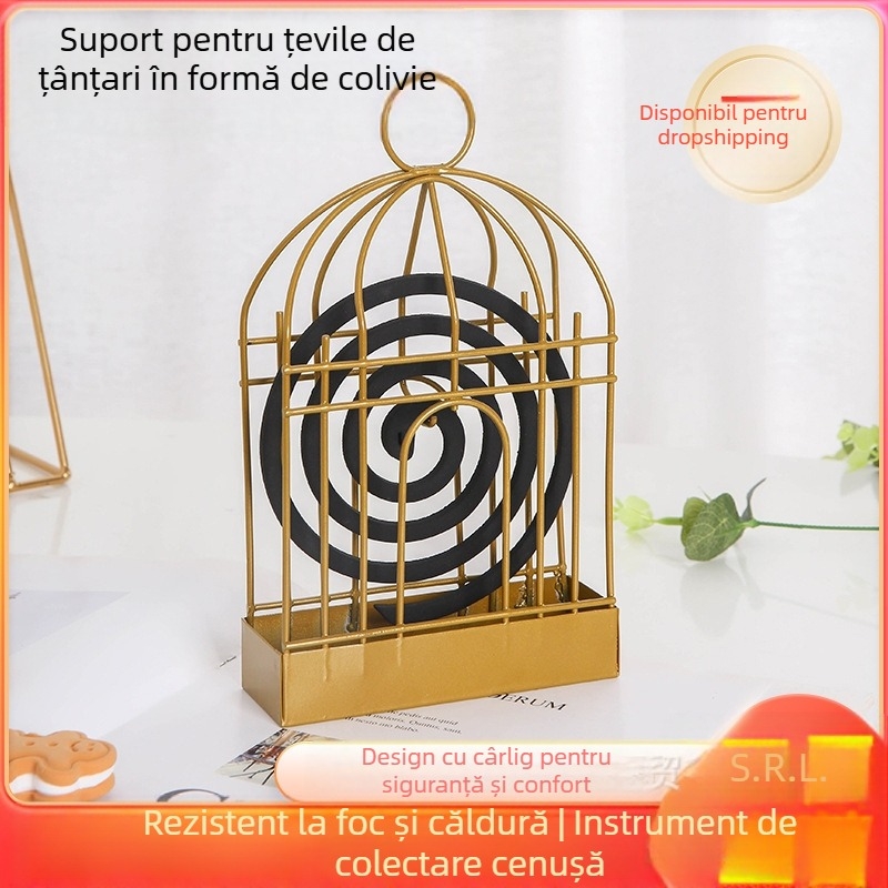 Cuib de pasăre din fier forjat pentru bețișe împotriva țânțarilor, design triunghiular, suport suspendabil