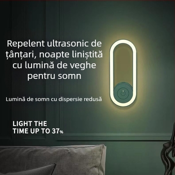 Lampa cu ultrasunete pentru țânțari, conectată la priză, îndepărtarea acarienilor și iluminare ambientală de noapte, LED, acoperire 11–20 m²