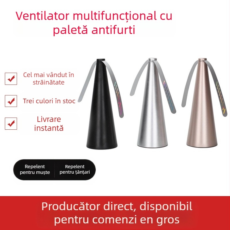 Ventilator pentru repelare a țânțarilor și a insectelor, model S-05, repelent multifuncțional, design cilindric, 5V, 50Hz, 1.5W