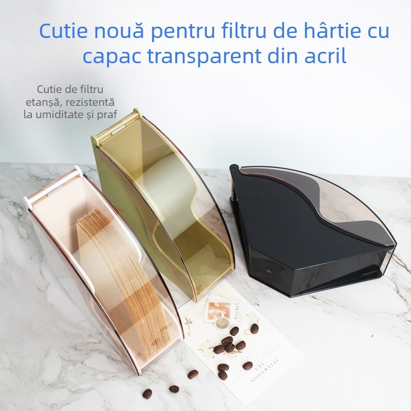 Cutie din plastic pentru hârtie de filtru cu protecție împotriva prafului și suport pentru filtre V60, pentru cafenea, stil modern minimalist, personalizabil