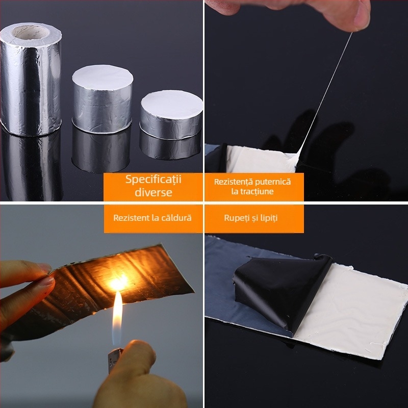 Bandă hidroizolatoare autoadezivă din cauciuc butilic pentru acoperișuri, stratificată, cu nucleu dreptunghiular, membrană PVC etanșantă.