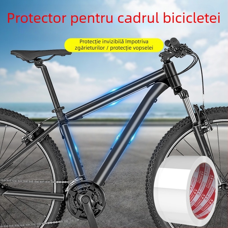 Film protector cadru bicicletă – transparent, anti-scratch, impermeabil, cu adeziv acrilic și sistem nano, grosime 0,5 mm