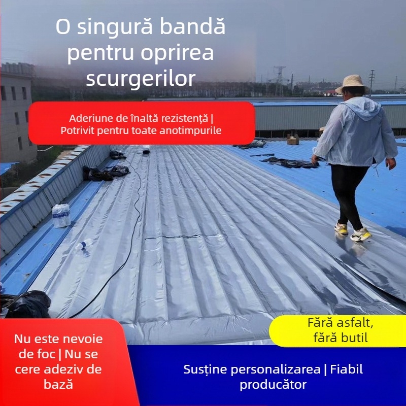 Membrană hidroizolantă autoadezivă — compozit TPU polimer SBS; impermeabilitate 0,3 MPa; rezistență la îndoire 200; rezistență la presiune 250; rezistență la întindere 400; rezistență la rupere 400