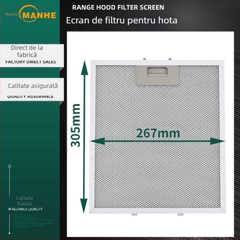 Filtru pentru hotă – retractabil, din oțel inoxidabil, filtru pliabil și lavabil cu plasă din aluminiu, model MH-020YW, montaj pe suprafață