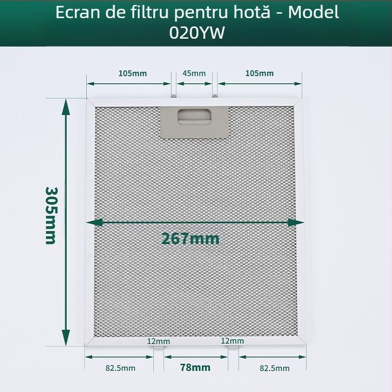 Filtru pentru hotă – retractabil, din oțel inoxidabil, filtru pliabil și lavabil cu plasă din aluminiu, model MH-020YW, montaj pe suprafață