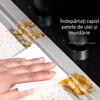 Bandă de etanșare a marginii plitei cu gaz pentru chiuveta bucătărie – folie de aluminiu pentru sigilarea îmbinărilor, stil modern minimalist