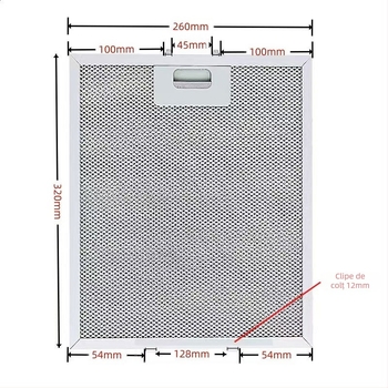 Filtru universal pentru hota de bucătărie cu plasă din oțel inoxidabil, grilă din oțel, modelul 001, separator de ulei