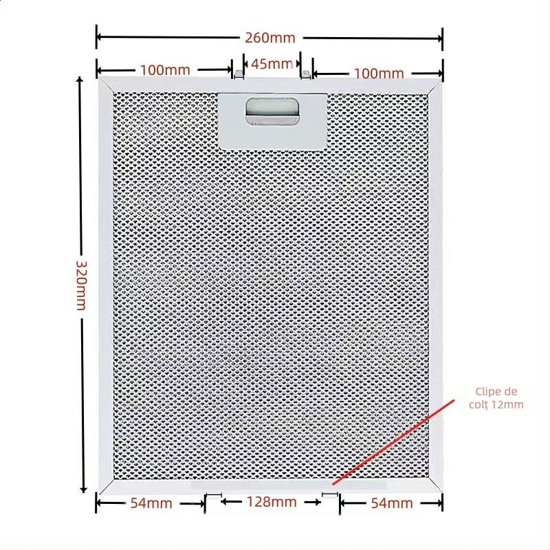 Filtru universal pentru hota de bucătărie cu plasă din oțel inoxidabil, grilă din oțel, modelul 001, separator de ulei