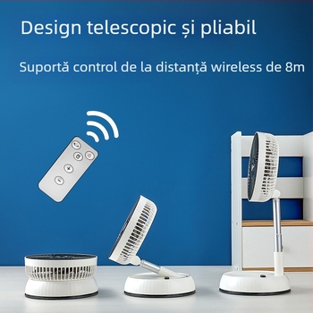 2 în 1 ventilator birou și podea cu oscilație, telecomandă, motor brushless, baterie încorporată 4000–6000 mAh, zgomot sub 36 dB