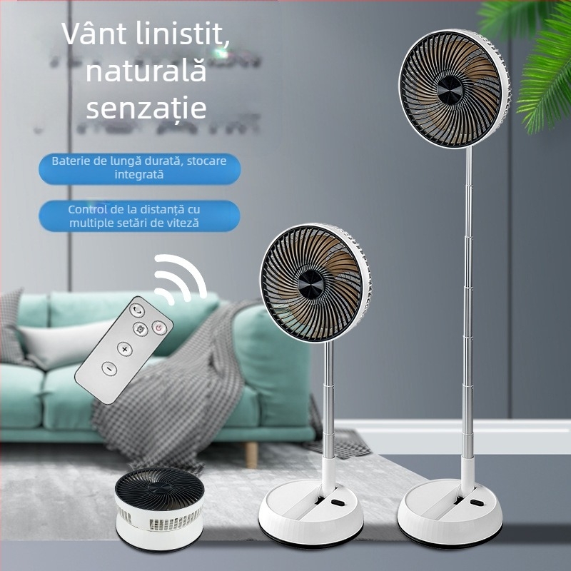 2 în 1 ventilator birou și podea cu oscilație, telecomandă, motor brushless, baterie încorporată 4000–6000 mAh, zgomot sub 36 dB