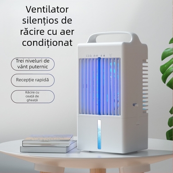 Ventilator USB cu ceață pentru desktop, motor fără peri, 3 viteze, control tactil, zgomot 45–50 dB
