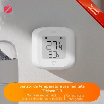 Senzor inteligent de temperatură și umiditate cu Zigbee 3.0, ecran, utilizare în interior, model Lktmzl02