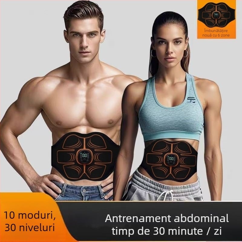 Centură EMS de modelare cu microcurent – 5–7 capete de masaj, treapta a 3-a, reîncărcabilă, masaj prin vibrație și presiune atmosferică, control mecanic, dispozitiv de exercițiu pentru abdomen acasă