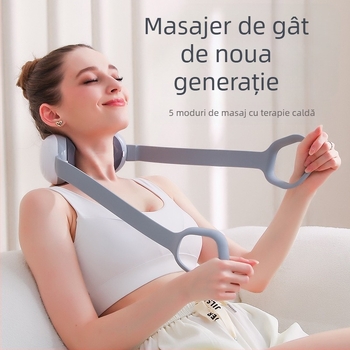 Masajer cervical cu vibrație și compresie caldă, alimentat prin USB, pliabil