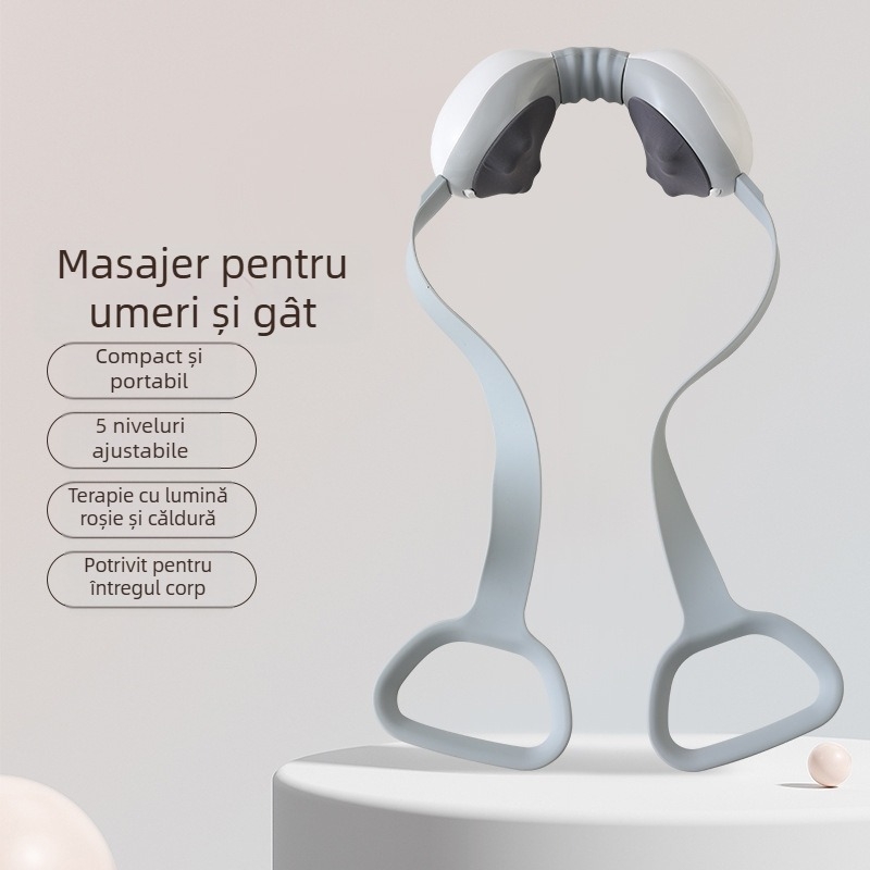 Masajer cervical cu vibrație și compresie caldă, alimentat prin USB, pliabil