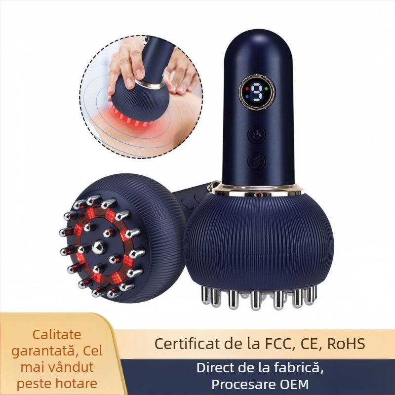 Dispozitiv de masaj pentru abdomen cu ventuze și fizioterapie cu infraroșu, alimentare USB, control mecanic, model 2025